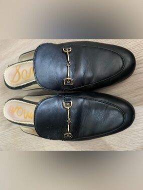 Sam Edelman Black Leather Horsebit Mules